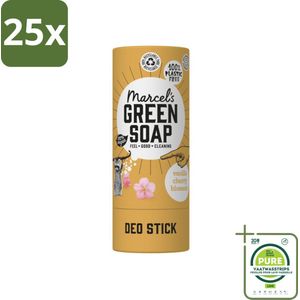 25 x Marcel's Green Soap - Deodorant Stick - Vanille & Kersenbloesem - Langdurige frisheid - 40 gr - Grootverpakking - Duurzame Deodorant - Natuurlijke Deodorant - Biologische Deodorant - Vegan Deodorant - Aluminiumvrije Deodorant