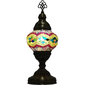 Oosterse mozaïek tafellamp (Turkse lamp)  ø 13 cm geel/bont