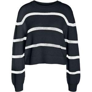 Noisy May NMMaysa Stripe O-Neck Knit Dames Sweatshirts - zwart - XS
