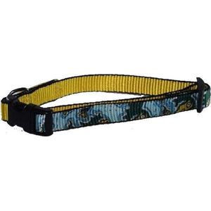 Hondenhalsband - blauw draakje- S- 1,5 cm x 26 > 35 cm