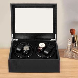 Horloge Vitrine - Horloge Box - Roterende Vitrine - Watch Winder - Voor 4 plus 6 Horloges - LED verlichting - Zwart en Grijs