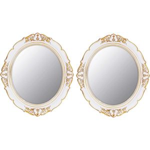 decoratieve spiegel, vintage spiegel, hangende spiegel, ovaal, 30 x 30 cm, wit, set van 2 decoratieve spiegel, vintage spiegel, hangende spiegel, ovaal, 30 x 30 cm, wit, set van 2
