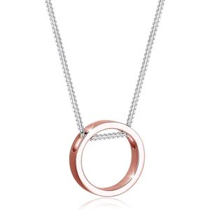 Elli Ketting Circle Geo Trend Bi-Color 925 Zilver Roos Verguld