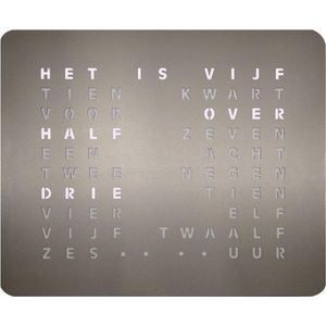 Nederlandse Woordklok - LED klok - Geborsteld RVS