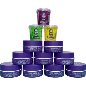 9-pack Voordeelbundel Red One Aqua Hair Wax Violetta Bosbessen 150ml + 3 stuks Topkwaliteit Ottoman Ultra Strong Hair Gel 150ml - RedOne - Extra voordelig - Haargel - Haarwax - Sterke Hold - Kapperskwaliteit