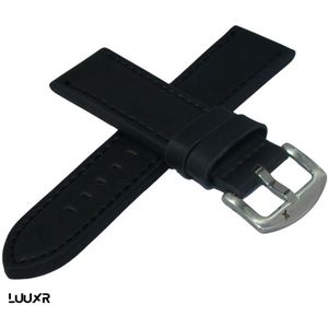 Horlogebandje heren - 24mm - Zwart leder - Full Black - LuuXr