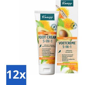 12 x Kneipp - Voetcrème 5‑in‑1 - Verlicht jeuk, hydrateert & herstelt - 75 ml - Voetencrème - Droge Voeten - Ruwe Voeten - Gevoelige Voeten - Voetverzorging