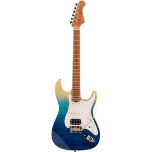 Fazley Sunrise Series Shore Blue Ocean Fade elektrische gitaar met deluxe gigbag