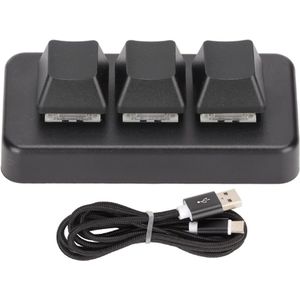 USB Mini 3-Key Keypad, RGB Backlit Keypad, Creëert Gaming Sfeer, Programmeerbaar Ontwerp, Ondersteunt Plug and Play, Ergonomisch Ontwerp, Mechanische Gaming Toetsenbord voor Computer (Zwart)