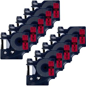 DULA Dymo D1 45807 - S0720870 - Compatible label tape - 10 lettertapes - Zwart op rood - 19mm x 7m