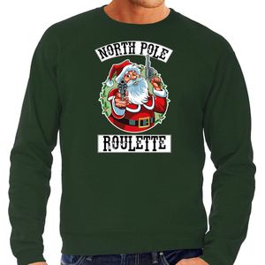 Grote maten foute Kerstsweater / Kerst trui Northpole roulette groen voor heren - Kerstkleding / Christmas outfit XXXL