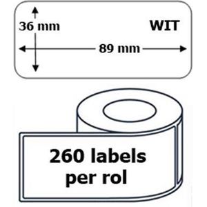 25x Dymo 99012 compatible 260 labels  / 36 mm x 89 mm / wit / papier