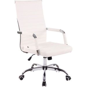 Bureaustoel - Bureaustoelen voor volwassenen - Design - Gewatteerd - Kunstleer - Wit - 58x66x115 cm