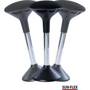 SUN-FLEX®Active - ergonomische balanskruk zwart - versterkt de rug - verstelbaar in hoogte 62-71 cm - belasting 120 kg - Zweedse kwaliteit