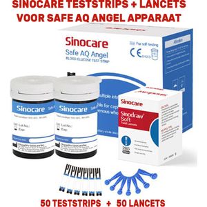 XSPLASH | Sinocare Safe AQ angel | 50 Teststrips | 50 Lancetten | mmol/L | Bloedglucosemeter |