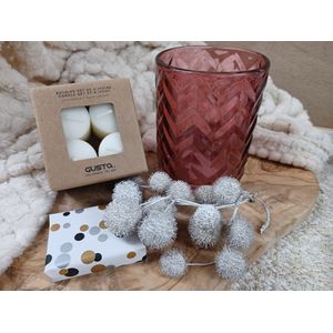 Zeep-Waxinelichthouder-Theelichthouder-Aubergine-Glas-Lichtpuntje-Gusta-Kaarsen-Platanen-Gespoten-Landelijk-Lucifers-Zwaluw-Kerstpakket-Kerstcadeau-Verjaardag-December-Cadeau-Giftset-Musthave-Vrouwencadeau-Vriendin