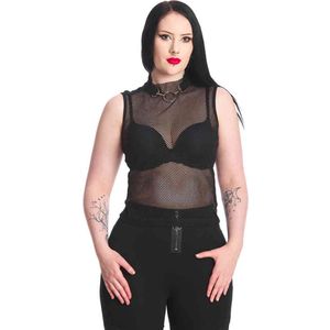 Banned - Go-Getter Net Mouwloze top - 2XL - Zwart