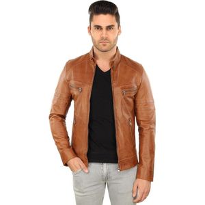 Versano Dallas Leren Heren Bikerjack Heren Jack M - Cognac