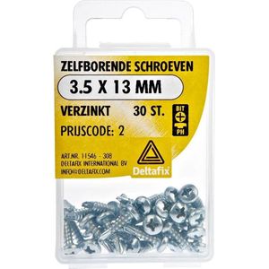 Deltafix - Zelfb.schroef - Verzinkt - 3.5x13mm - 30 Stuks