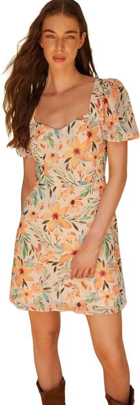 Trendyol Dames Mini A-lijn Regular Geweven Jurk, Ecru, 62