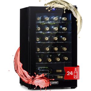 Klarstein Shiraz 24 Uno Wijnkoelkast - 63 Liter - 24 Flessen - Touch bediening - 5-18°C - Zwart