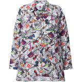 MIAMODA - Dames - Blouse A-lijn all-over print afgeronde zoom - Off-white - Maat 42