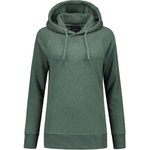 Lemon & Soda Heavysweat raglan sweater met capuchon voor dames groen gemêleerd maat M