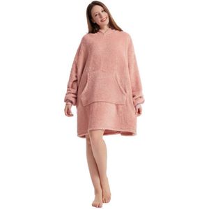 Thuisbesteld Winter Hooded Sweater Blanket - Warme dikke hoodie-jas - Superzachte pluche hooded blanket - Warme sweatshirt-deken met mouwen en zakken - Home Lounging hoodie-deken - Geschikt voor volwassenen, mannen, vrouwen en tieners
