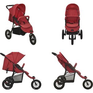 vidaXL Kinderwagen staal rood - Kinderwagen - Kinderwagens - Wandelwagen - Wandelwagens