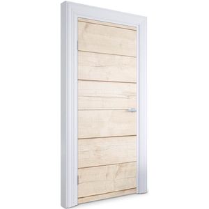 Wallfluent Deursticker - Lichte houten planken Deur plakfolie - 85 x 205 cm - Beige Deurbehang Sticker - Moderne Deur Sticker - Imitatietextuur Deurbehang - Deursticker voor de Slaapkamer - Deurfolie
