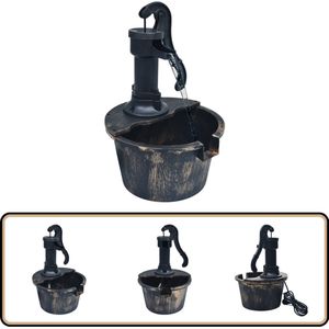 vidaXL Tuinfontein Vat - Brons - Inclusief Pomp Tuin Fontein - Waterfontein - Buitenvloeren Decoratie - Fonteinen - Bruine Fontein