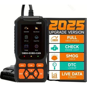 Dutchers® OBD2 Scanner V520 – Professionele Auto Diagnose Tool met 2.8” Kleurenscherm – Foutcodes Lezen & Wissen – Live Data & Accu Check – Plug & Play – 2025 OBDII Scanner Nederlands
