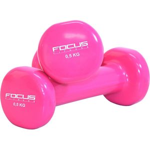 Vinyl Dumbbell Focus Fitness - 2 x 0,5 kg - Roze