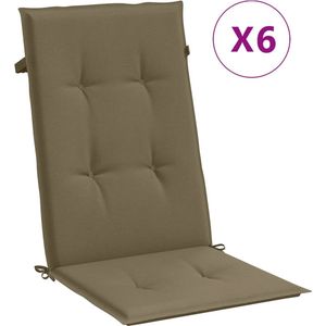 vidaXL - Stoelkussens - 6 - st - hoge - rug - 120x50x4 - cm - stof - gemêleerd - taupe