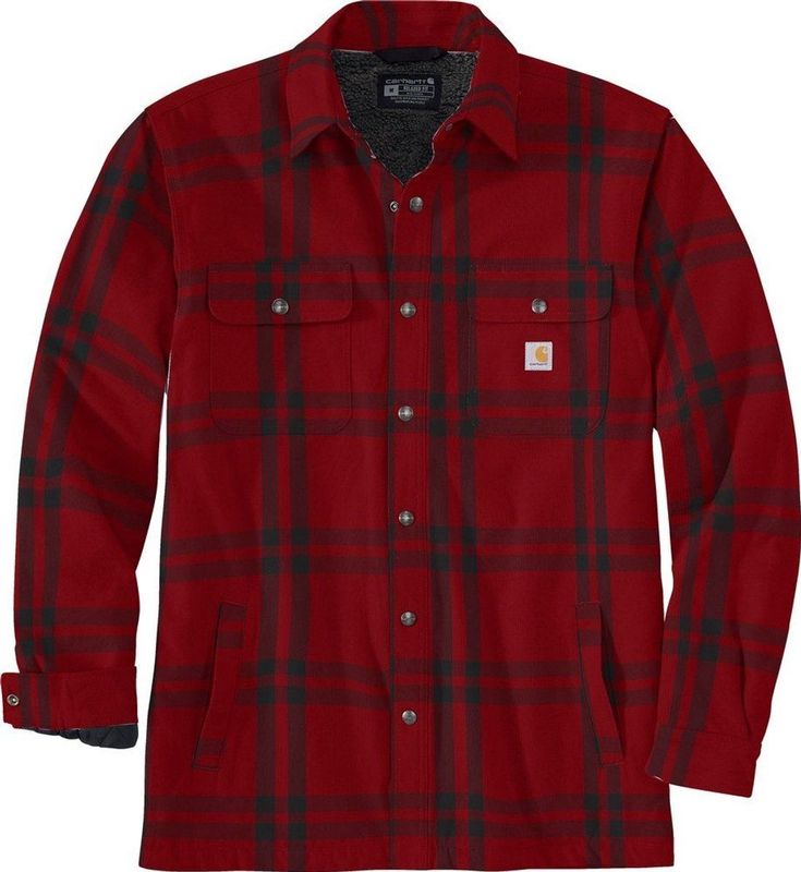 Carhartt - Flannel Sherpa-Lined Shirt Jac - Shirtjack - Groen - Katoen