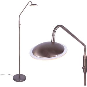 Verstelbare led staande leeslamp Empoli | 1 lichts | brons / bruin | glas / metaal | 130 cm hoog | Ø 23 cm | staande lamp / vloerlamp | dimfunctie | modern design