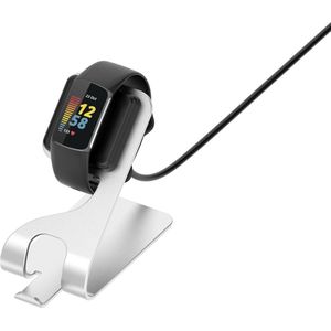 YONO Oplader Dock geschikt voor Fitbit Charge 5 / 6 / Fitbit Luxe - Oplaadstation en Houder - Oplaadkabel - Zilver