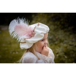 Luxe Pietenmuts - Pieten baret - Pietenmuts met naam – Sinterklaas accessoire – Fluweel – Wit - Bows and Flowers