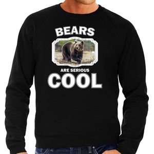 Dieren beren sweater zwart heren - bears are serious cool trui - cadeau sweater bruine beer/ beren liefhebber L