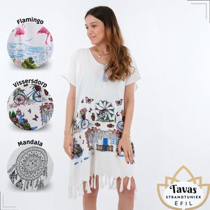 Tavas Strandtuniek Vissersdorp One size Strandponcho Overtop volwassene Strandmode Beach-dress Sarong Pareo dress Strandjurk