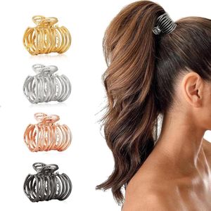 Hoge paardenstaartclips - Modieuze haaraccessoires voor dik haar - Set van 4 stuks met metalen haarspelden (zwart wit goud roségoud) .