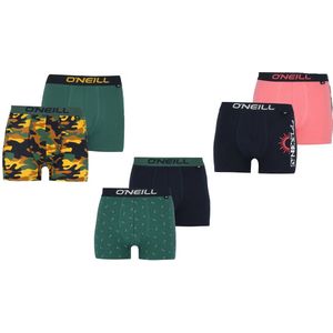 6-Pack O'Neill Heren Boxershorts - Maat S - Marine Coral - Dark Green Marine - Multi Camo Dark Green.