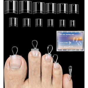 120 Pcs Fake Toenails - False Toenails - Long Clear Toenails Set - Full Coverage Art Nail Tips - Stripes Toe Press Extension Kit - Tips Short French Lace - Kunstnagels en Nagelverzorging