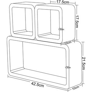 Néos® Wandplank - Kubus - MDF - Zwart Wit - 42.5x21.5x10cm
