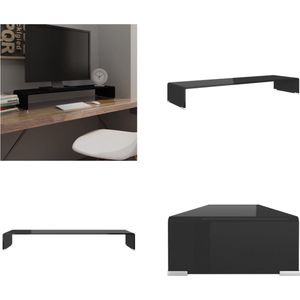 vidaXL TV-meubel/monitorverhoger zwart 100x30x13 cm glas - Tv-kast - Tv-kasten - Tv-standaard - Tv-standaarden