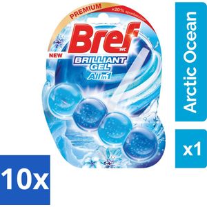 10 x Bref Brilliant Gel Arctic Ocean - Toiletblok - Krachtige Reiniging - Fris Effect - 42 g - Toiletblok - Reiniging - Gel - Fris Effect - Kalkpreventie