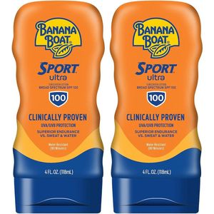 Banana Boat Sport Ultra Sunscreen Lotion SPF 100 - Zonnebrandcrème - Waterbestendig - Hoge SPF Bescherming - Duo Pack - 2 stuks - 236ml