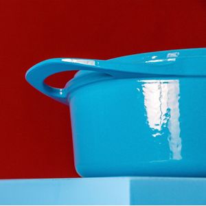 POT ART Gietijzeren braadpan - 24 cm - 11 cm hoog - 4 liter - inductie - Kleur Ocean (Blauw)