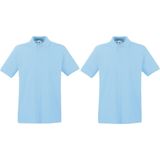 2-Pack maat M lichtblauw polo shirt premium van katoen voor heren - Polo t-shirts voor heren