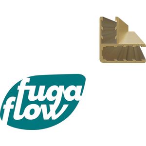 FugaFlow Eccelente Vetro zijwand - 30x200cm - ribbel glas - 8mm - met hoekprofiel - geborsteld messing -